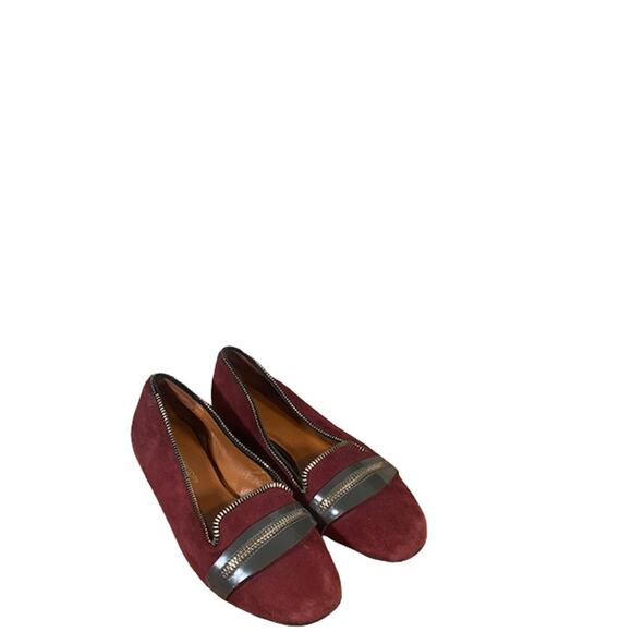 Rebecca Minkoff Maroon Suede Zippered Detail Flats Women SZ 7 - Picture 1 of 11